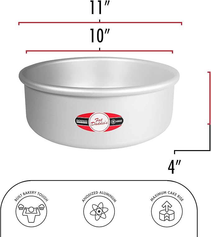 Fat Daddio's PRD-104 Round Cake Pan, 10 x 4 Inch, Silver