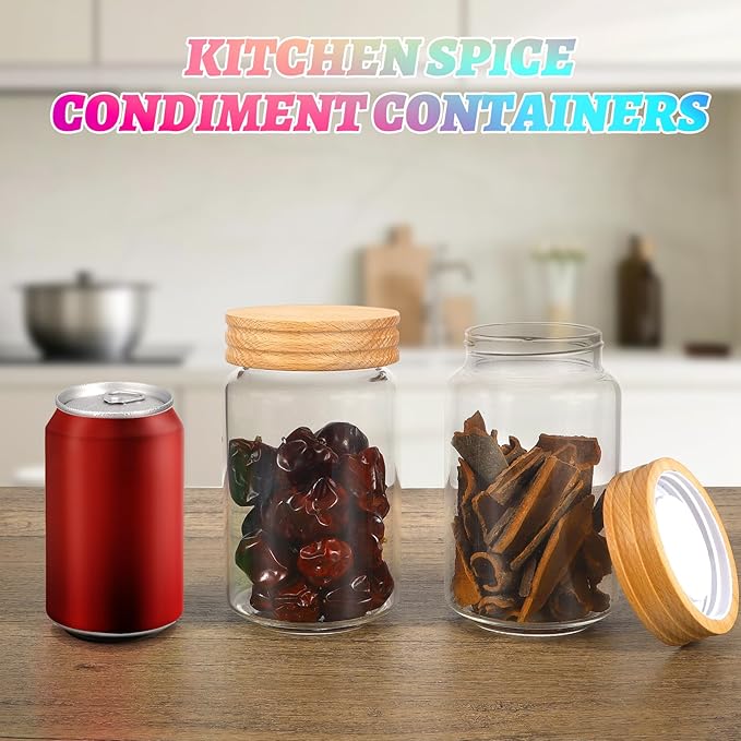 Small Glass Jars with Airtight Lid Seasoning Containers Glass Spice Jar Food Pantry Storage Containers for Kitchen Sugar Tea Coffee Bean Nuts Cookies Herbs Salt (23oz(700ml)*2pack)