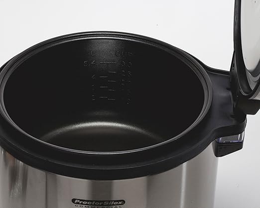 Proctor Silex Commercial 37560R Rice Cooker/Warmer, 60 Cups Cooked Rice Capacity, Nonstick Inner Pot, Hinged Lid, Stainless Steel Housing, Conforms to NSF