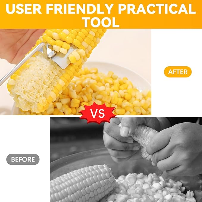 Corn Peeler for Corn On the Cob, NEW Long Handle Stainless Steel Corn Stripping Tool,Corn Cob Stripper Tool,Corn Peeler for Home Kitchen & Outdoor Dining (1PCS)