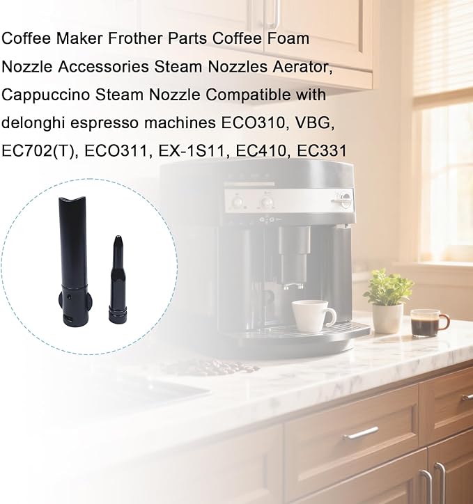Coffee Maker Frother Parts Coffee Foam Nozzle Accessories Steam Nozzles Aerator, Cappuccino Steam Nozzle Compatible with delonghi espresso machines ECO310, VBG, EC702(T), ECO311, EX-1S11, EC410, EC331