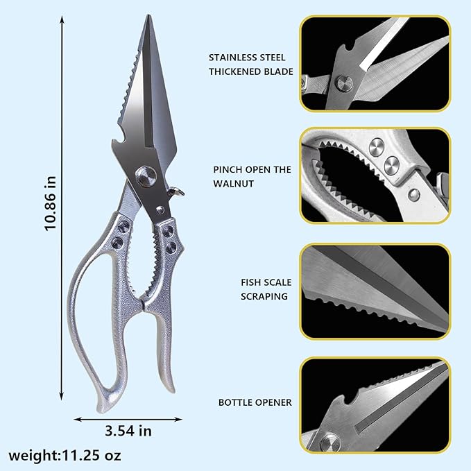 Poultry Shears Heavy Duty kitchen Scissors,Kitchen Shears For Food,Vegetable Peelers For Kitchen,Meat Scissors With Anti Slip Handle And Safety Lock,For Cutting Chicken,Fish,Vegetable