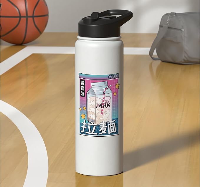 Japan Milk Carton Kawaii Grid Vaporwave Aesthetic Anime Stainless Steel Insulated Water Bottle