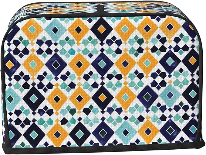 Mexican Blue Tiles Toaster Cover 2 Slice, Cute Rural Bread Machine Cover, Washable Dust-Proof Cover for Kitchen Small Appliance Cover,with Top Handle