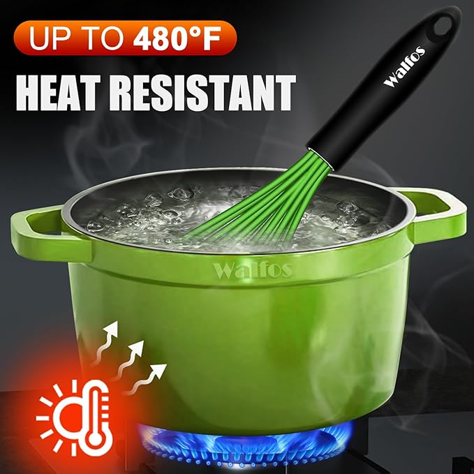 Walfos Silicone Whisk, Rubber Whisks for Cooking, Baking (11,9,8.5 inch) - Heat Resistant Kitchen Whisks for Non-stick Cookware, Balloon Egg Beater Perfect for Blending, Whisking, Beating, Frothing