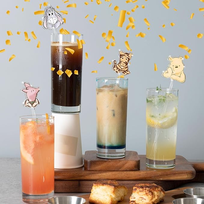 24 Pieces Disposable Acrylic Stirring Sticks for Cocktails Custom Drink Stirrers, Winnie Bear Baby Shower Party Drinks Decorations