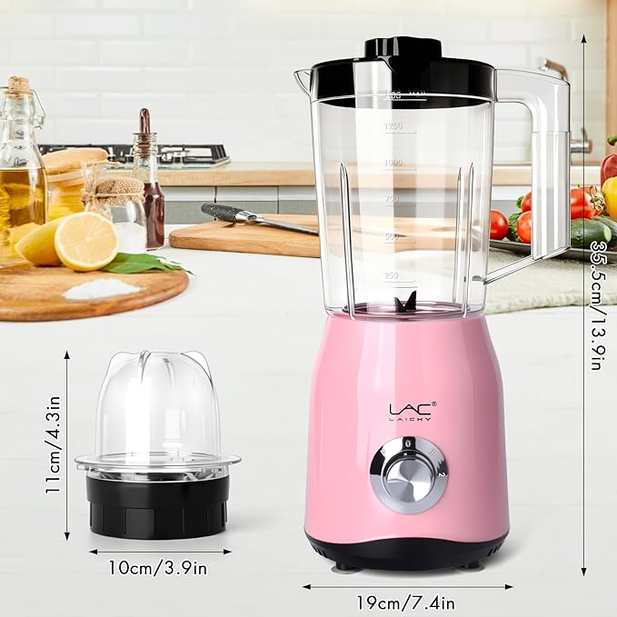 Blender for Smoothies,300W Personal Blender and Grinder Combo for Kitchen with a 54oz Portable Smoothie Cups,Shakes,Juices,Frozen Drinks and a 12oz Coffee Cup with Seal Cover (Pink)