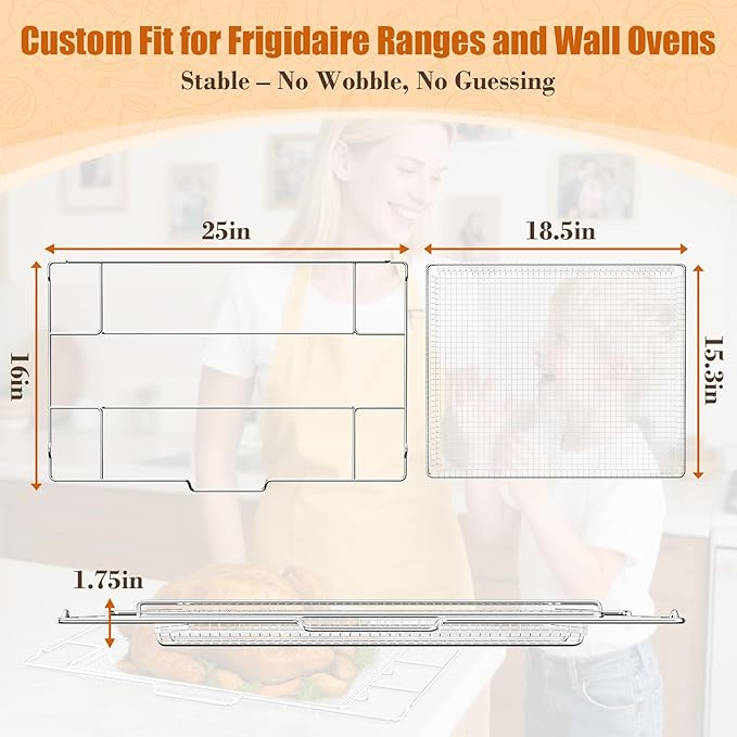 Air Fryer Tray for Frigidaire, Amana 30 inch Gas Range Oven, Air Fryer Basket Tray Set for Frigidaire Wall Ovens Ranges, Universal Stainless Steel Air Fryer Tray, Mesh Air Fryer Basket for Gas Grill
