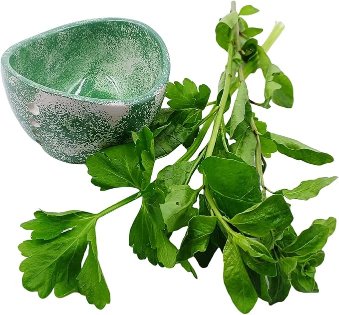 Herb Stripping Bowl with 4 Different Holes Efficient Leaf Removal Tool for Parsley Cilantro Vegetables Durable Resin Kitchen Gadget Veggie Herbs Stripper Imitation Ceramic Pottery Design