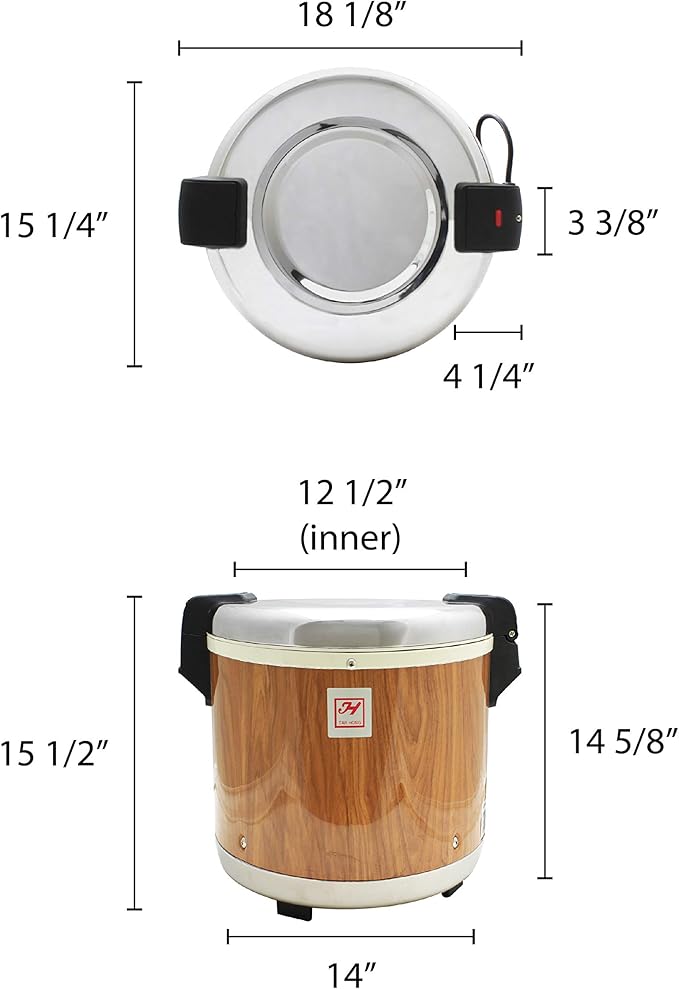 Thunder Group SEJ21000 Wood Grain 50-Cup (Uncooked) 100-Cup (Cooked) Rice Warmer