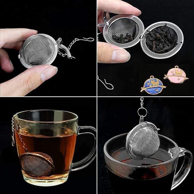 2Pcs Stainless Steel Mesh Tea Infuser, 2.1 inch Tea Ball with Cute Planet Cat Pendants,Tea Strainer Tea Diffuser Tea Steeper for Filtering Tea,Tea Infusers for Loose Tea (Cute Planet Cat, 2PC)