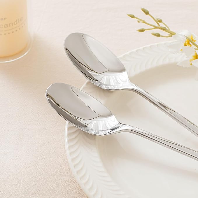 KINGSTONE Dinner Spoon Set, 16-Piece Tablespoons Silverware Spoons, Premium Food Grade Stainless Steel Spoons, Mirror Finish & Dishwasher Safe, Use for Kitchen, Home, Wedding, Party