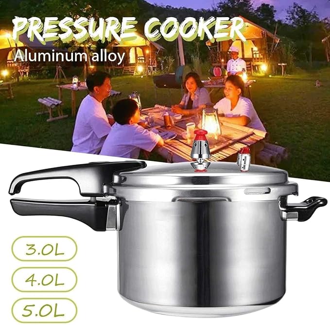 Electric Pressure Cooker, Kitchen Pressure Cooker Cookware 18/20/22cm Gas Stove/Open Fire Pressure Cooker Outdoor Camping Cook Tool Steamer,One Color-5L