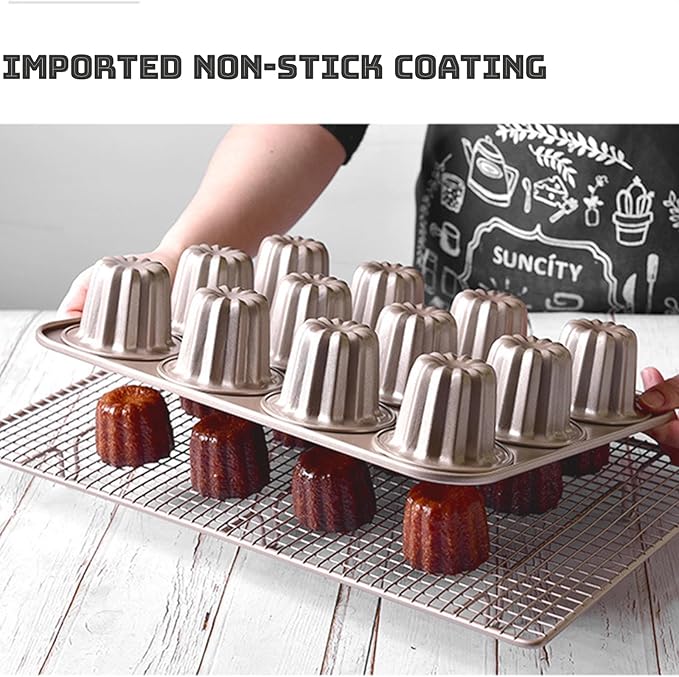 Popover Pans Nonstick 12 Popover Pan for Baking Yorkshire Muffin Puddings Cake Quiches Cupcake Mold Bakeware for Oven Baking Champagne
