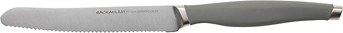 Rachael Ray Cutlery Japanese Stainless Steel Knives Set with Sheaths, 6-Inch Utility Knife and 5-Inch Serrated Utility Knife, Gray