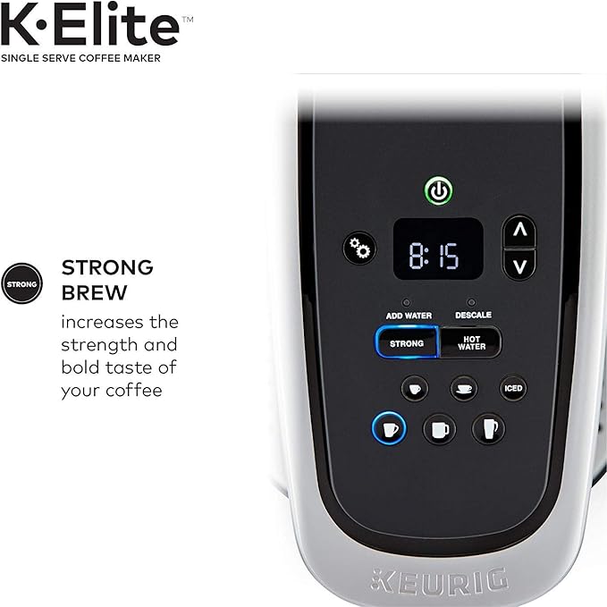Keurig C K-Elite Maker, Single Serve K-Cup Pod Brewer, with Iced Coffee Capability, Extra Included, 75oz, Brushed Silver Plus Filter Bundle