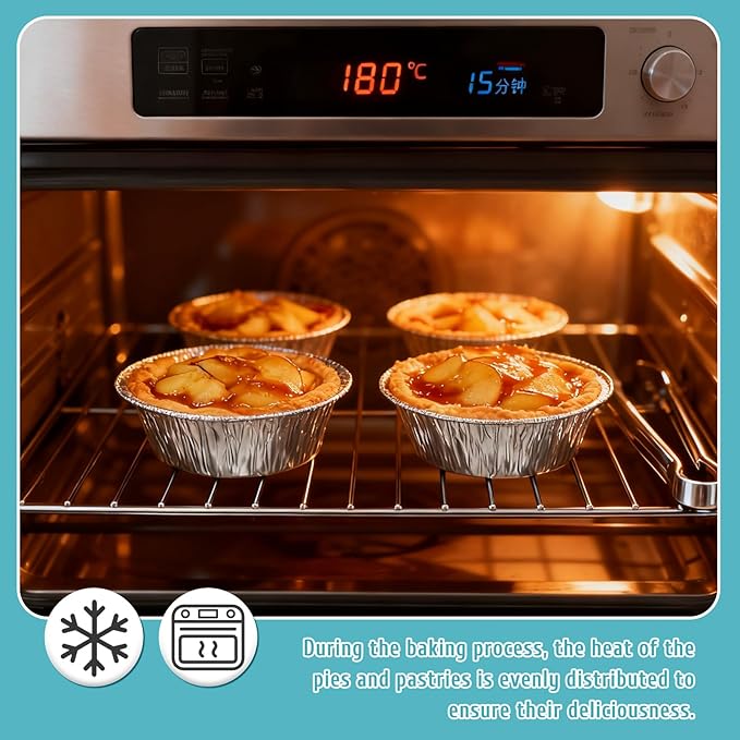 150 Pack 5" Round Tart Pie Foil Pans Disposable Aluminum Foil Tart & Pie Tins for Baking,Cooking,Storage or Reheating