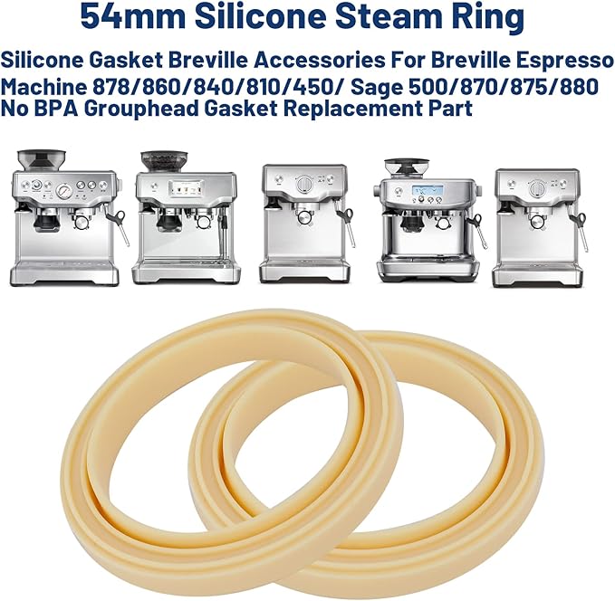 54mm Silicone Steam Ring, 2Pcs Silicone Gasket Accessories For Espresso Machine 878/870/860/840/810/500/450/ Sage 500/870/875/880/810/878 No BPA Grouphead Gasket Replacement Part