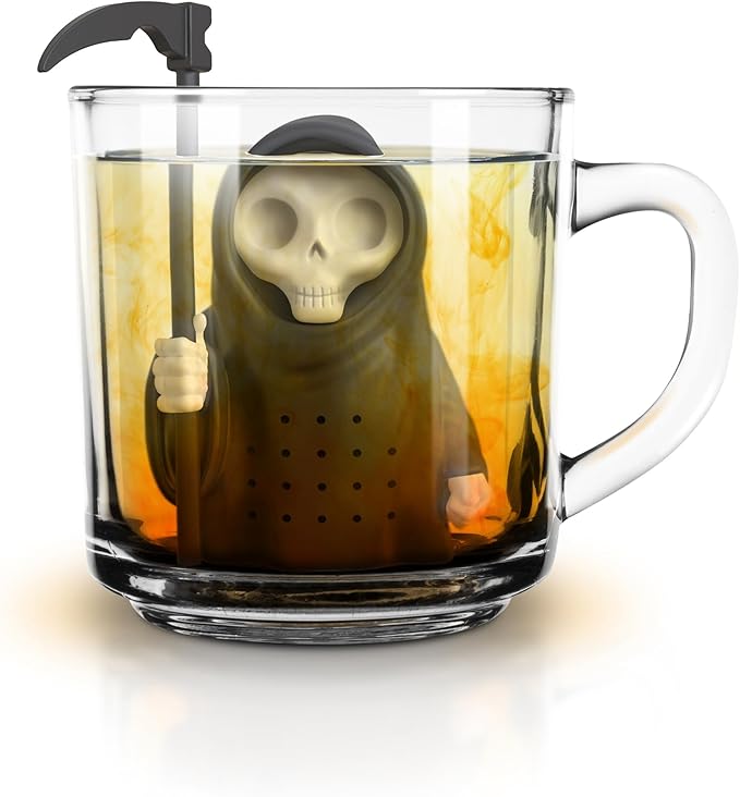 Genuine Fred Grim Steeper Reusable Silicone Tea Infuser,Black Grim Reaper Design,Fun and Clever Kitchen Gadget for Tea Lovers and Enthusiasts,(Pack of 2)