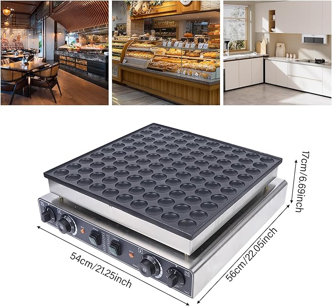 100PCS Mini Dutch Pancake Baker, Electric Waffle Maker Machine Nonstick, Poffertjes Maker Dorayaki Baker 1.8 Inches for Home and Restaurants, 110V, 3400W