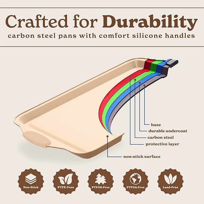 Country Kitchen Nonstick Stackable Bakeware Set - Heavy Duty, Durable, Easy Release Baking Set, Gold, 10 Pcs