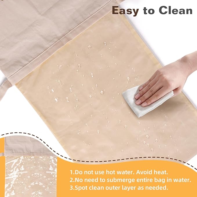 2 Pack XL Reusable Beeswax Bread Bags for Sourdough Baking, Organic Waxed Lined, Cotton Bread Bags for Homemade Bread, Food-Storage Bag to Keep Fresh