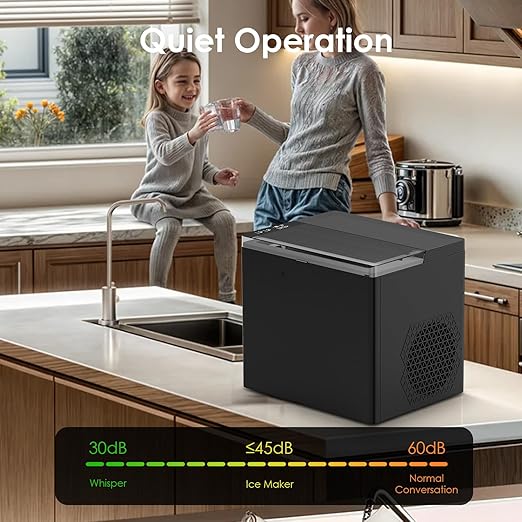 Ice Maker Countertop Mini Ice Maker Makes 9 Bullet Cubes in 6 Mins 26 lbs/Day Portable Ice Machine with Self-Cleaning for Home Kitchen RV Bar