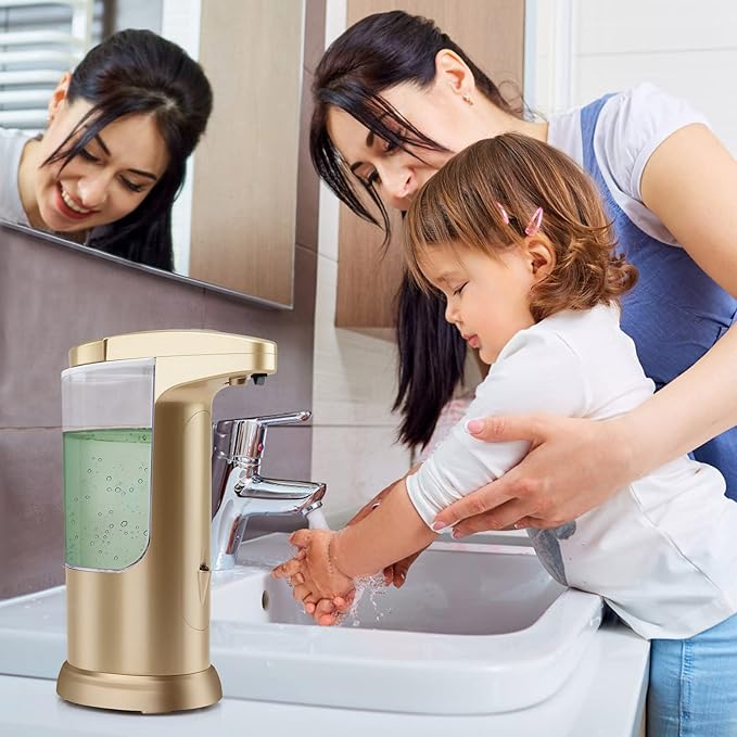 Automatic Soap Dispenser Touchless Sensor - Electric Liquid Soap Dispenser Touch Free with Adjustable Volume Switches for Kitchen Bathroom Countertop Shower Hotel