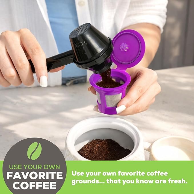 Perfect Pod 1-Stream Cafe Save Reusable K Cup Pod Coffee Filters - Refillable Coffee Pod Capsules with Built-In, Integrated Mesh Strainer for use with Keurig & Select Single Cup Coffee Makers, 4-Pack