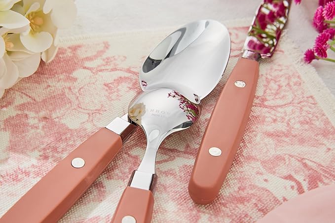 ANNOVA Silverware Set, Retro/Rivet Colorful Stainless Steel Tableware Kitchen Flatware Set Utensils, Includes Dinner Knives, Forks, Spoons, Salad Forks & Dessert Spoons (Brown, 20 Pieces)
