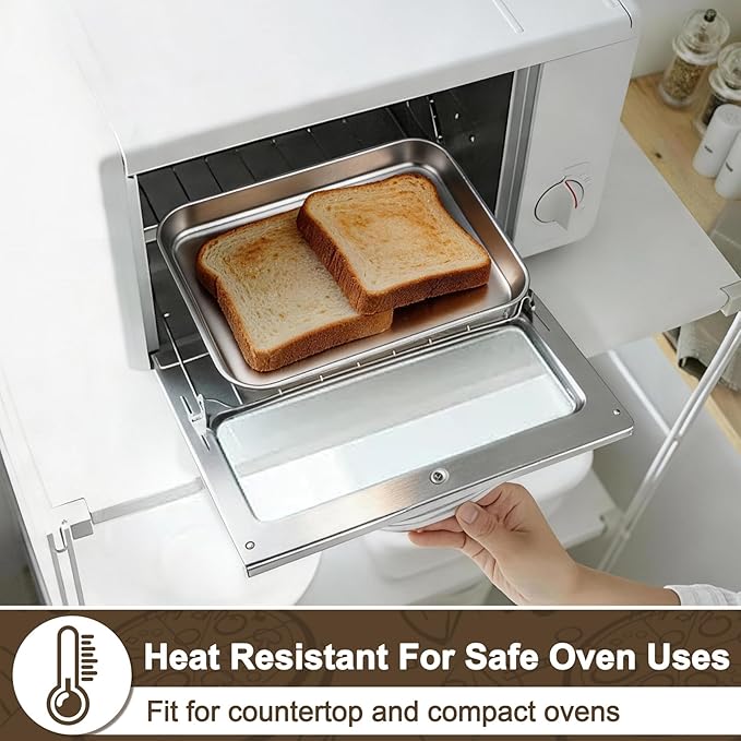 TeamFar Toaster Oven Tray, 6 Pack Stainless Steel Small Baking Sheet Pan Set, Metal Cookie Sheets for Baking/Broiling/Serving, Non-Toxic & Heavy Duty, Dishwasher Safe, 9.3” x 7” x 1”
