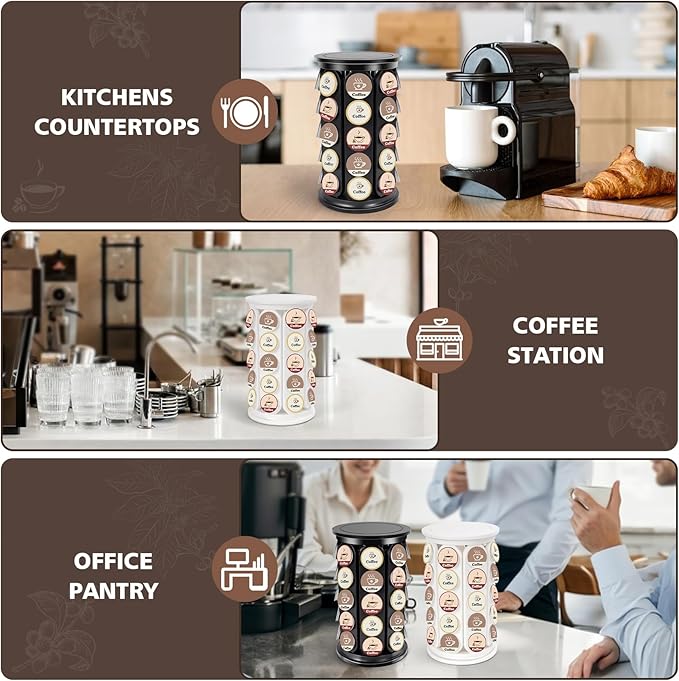 K Cup Holder, Coffee Pod Storage Carousel Holder Organizer Compatible with 40 Keurig Kcup Pods, New Modern Design for Home or Office Kitchen Counter Organizer (Black)