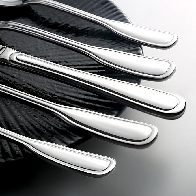 Silverware Set for 6, Stainless Steel Cutlery Set with Wide Handles, Mirror Polished Utensils Heavy Duty Spoons and Forks Set for Kitchen, Dishwasher Safe (Silver, 30 Pieces for 6)