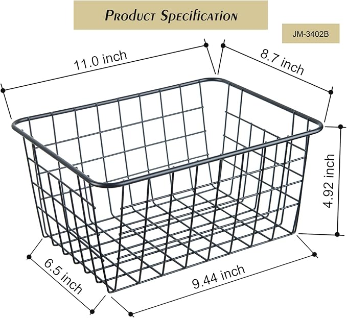 Wire Kitchen Storage Basket 5 Packs,Perfect Pantry Organization Accessories Baskets,Laundry Basket,Countertop Organization,Suitable for Kitchen,Bathroom,Bedroom,Tabletop,Rose gold