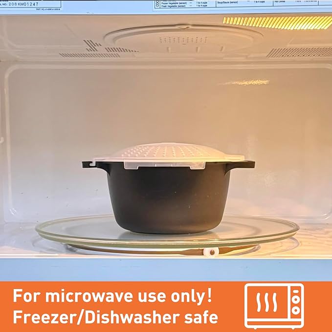 Microwave Cookware Steamer, 1 Quart Microwave Steamer for Vegetables, Microwave Cooker with Vent Lid- BPA Free, Freezer Safe