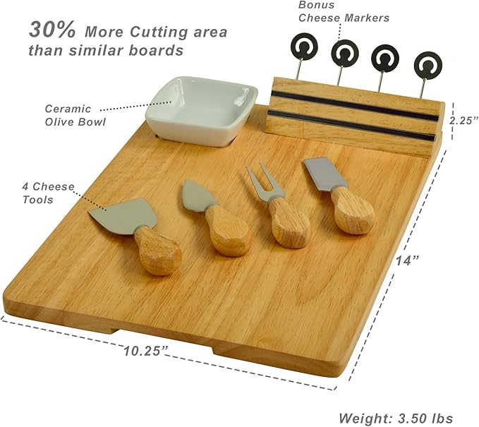 Picnic at Ascot NCAA Army Academy Officially Licensed Black Knights Bamboo Cheese/Charcuterie Board with Ceramic Bowl, Knife Set & cheese Markers