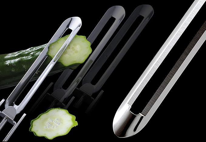 Stainless Steel Peeler, Long Vegetable Peeler, with plastic safety cover, 8.5 inch, Seki Japan