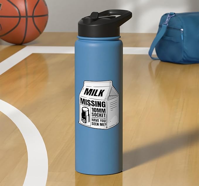 Missing 10mm Socket Milk Carton Funny Car Mechanic Stainless Steel Insulated Water Bottle