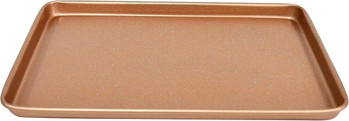 casaWare 2pc Ultimate Commercial Weight 15 x 10 x 1-Inch Cookie Sheet Set (Rose Gold Granite)