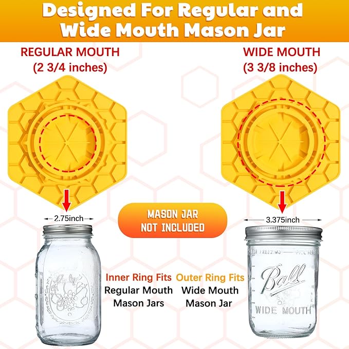 Leinuosen 4 Pcs Bee Feeder for Mason Jar Bee Watering Station for Garden, Sugar Water Feeder Yellow Silicone Hive Drinker for Beekeeping Outside