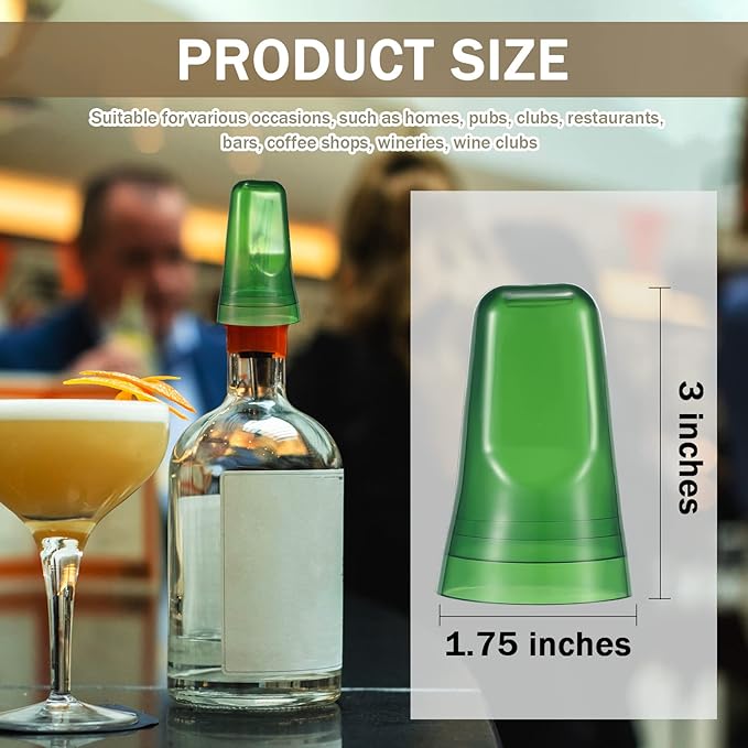 Chengu 24 Pieces Liquor Bottle Covers Pour Spout Covers Bar Toppers for Bottles Universal Pour Dispenser Dust Translucent Silicone Rubber Spout Caps for Bar Home Kitchen Tools Supplies (Green)
