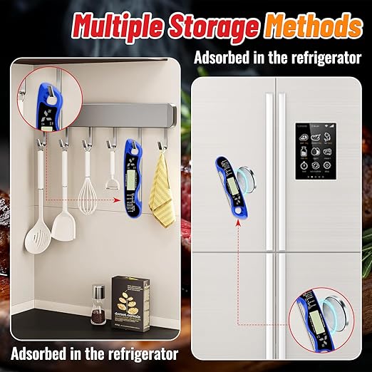 Meat Thermometer, IP67 Waterproof Digital Meat Thermometer with Backlight, Hold Function & Magnet for Grill, BBQ, Candy, Beef,Turkey，Gadgets Essentials BBQ Accessories,Mens Stocking Stuffers