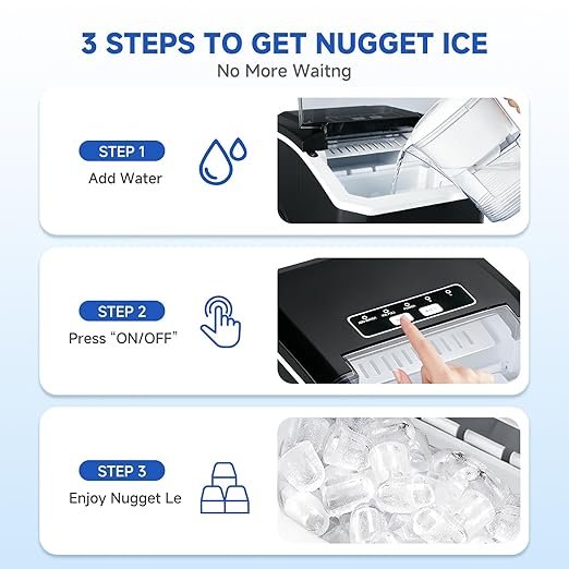 Countertop Ice Maker Machine, 26lbs in 24Hrs, 9 Ice Cubes Ready in 8 Mins, Auto-Cleaning Portable Ice Maker with Basket and Scoop, for Home/Kitchen/Camping/RV (Black)