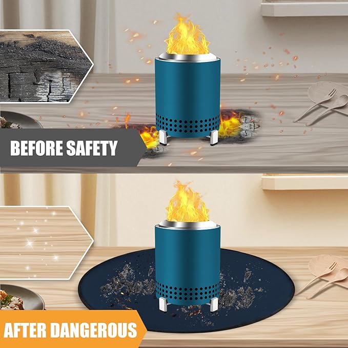 Round Fire Pit Mat Compatible with Solo Stove Mesa Accessories, Fire Proof Mat Compatible with Solo Stove Mesa Table Mat Under Fire Pit,Small Under Grill Mats for Outdoor Grill Table Top Protection