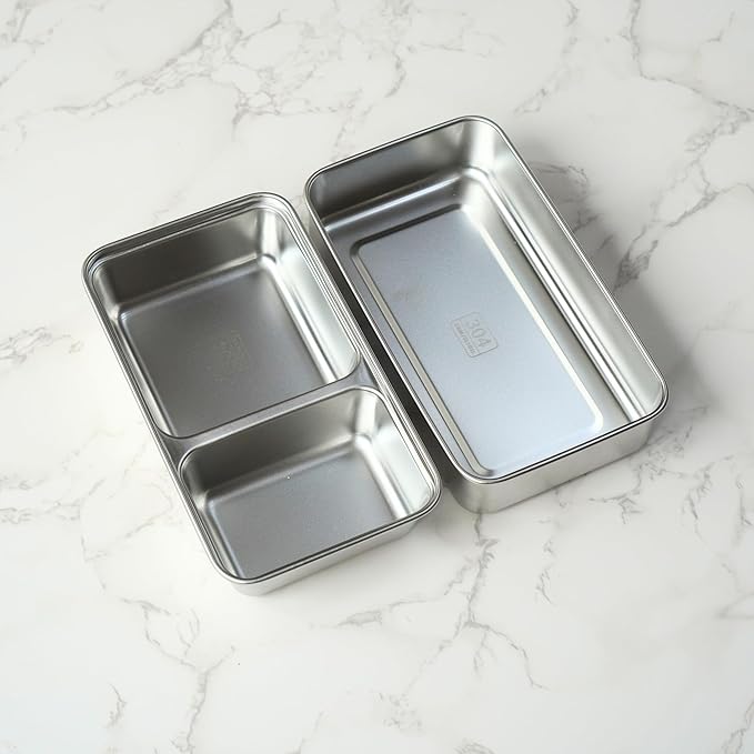 gimmiebox premium stainless steel bento box lunch box with compartments for adults, spoon and fork, leak-proof, easy side locks (Black)