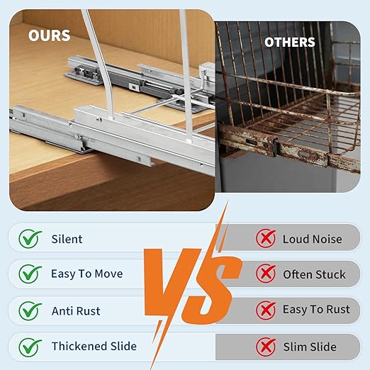 10 Gal Pull Out Trash Can Under Cabinet, Heavy Duty Under Sink Garbage Can Kit with Soft-Close Slides | Slide Out Waste Bin for Kitchen, Laundry | Requires Minimum Cabinet Opening 12" W x 18" D