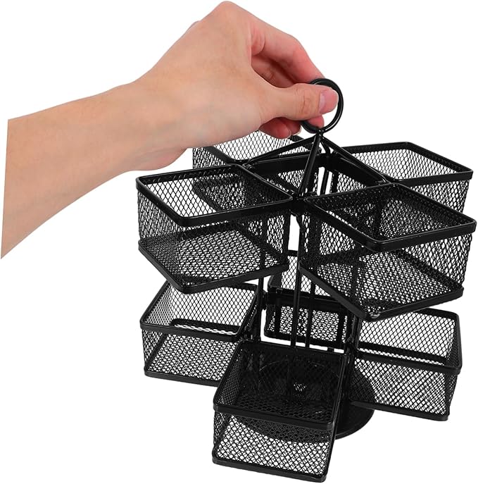 OUNONA 360degree Tea Bag Storage Box Rotating Carousel Creamer Sugar Packet Holder Kitchen Organizer Hotel Storage Box