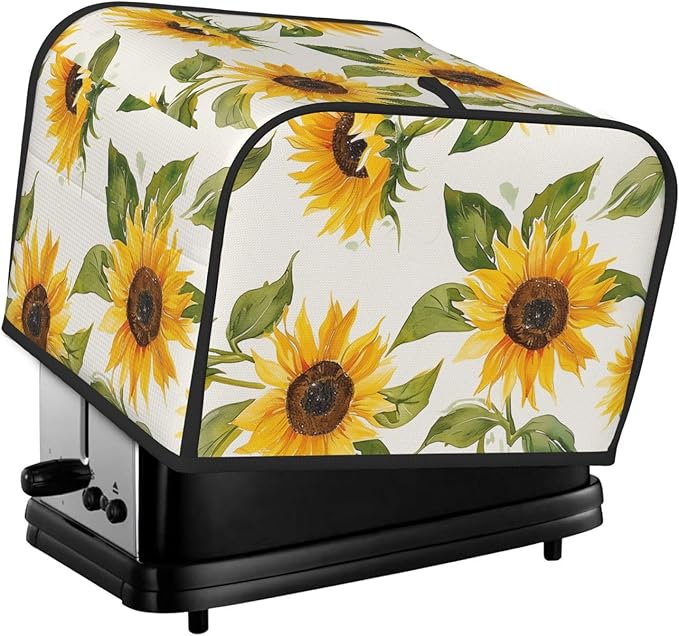 Sunflowers Covers for 4 Slice Toasters,Cute Country Bread Machine Cover with Handle,Washable Stain Resistant Kitchen Small Appliance Cover Dining Decor