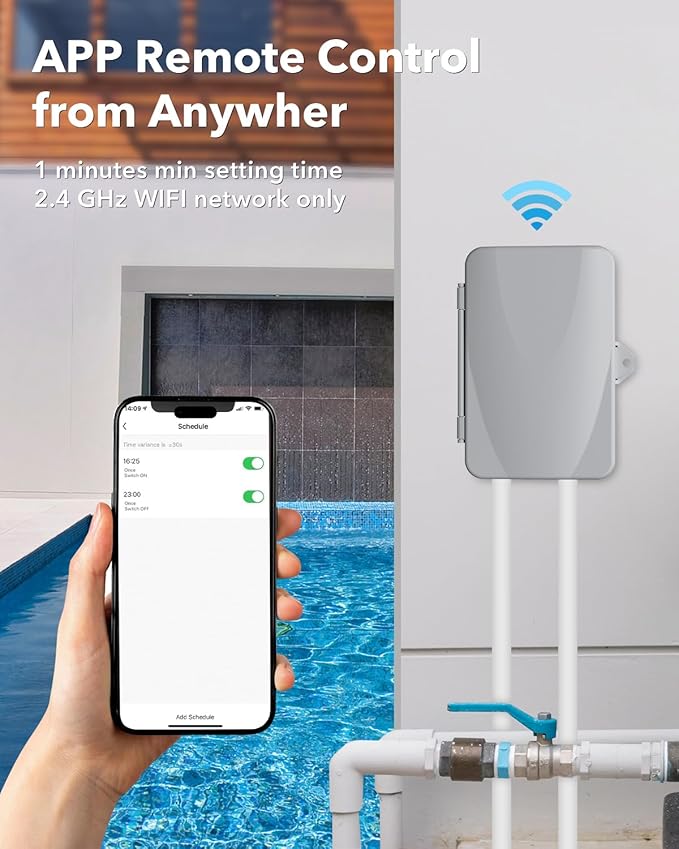 BN-LINK Pool Pump Timer, Heavy Duty Outdoor Smart Wi-Fi Timer Box, 2HP 40A Max, 120, 240, 277 VAC, for Pool Pump, Water Heater, Fans, SPA, Compatible with Smart Phone, Alexa, Google Assistant