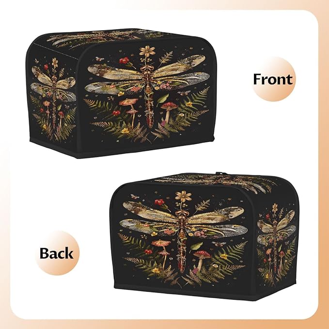 Animal Dragonfly Flower Toaster Cover 2 Slice Dust and Fingerprint Protection Toaster Bread Maker Covers Washable Kitchen Small Appliance Covers for Kitchen Accessories Decor Bakeware Women Gift